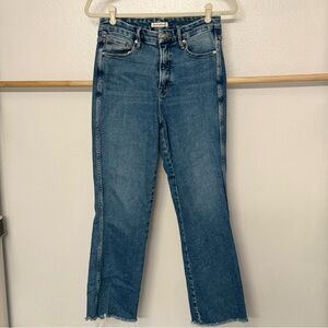 Good American Womens Good Curves Straight Blue502 Denim Jeans Ankle Raw Hem 29/8